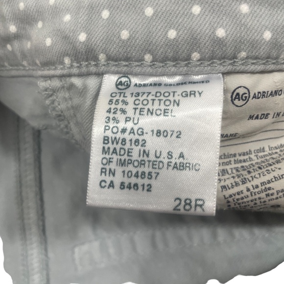 AG Adriano Goldschmied 28R Gray White Polka Dot Slim Straight The Stevie Ankle - Picture 6 of 6
